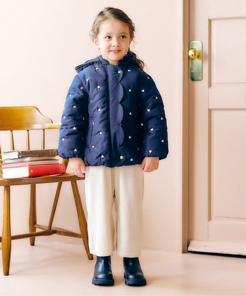 洗える/2WAY】スカラップ刺繍アウター（ダウンジャケット/コート