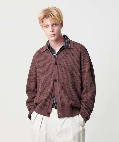 BEAUTY&YOUTH UNITED ARROWS(ビューティーアンドユースユナイテッドアローズ)の「オブリック パターン ポロ ジャケット(カーディガン/ボレロ・メンズ・ダークブラウン/ダークグレー・S/M/XL/L)」の5枚目の写真