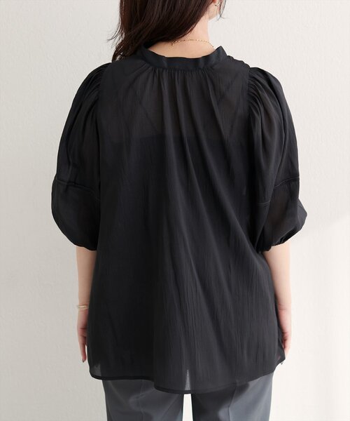 natural couture(ナチュラルクチュール)の「【WEB限定】〈osono〉配色シアーボウタイブラウス(シャツ/ブラウス・レディース・ブラウン/オフホワイト/ブラック/サックスブルー・FREE)」の19枚目の写真