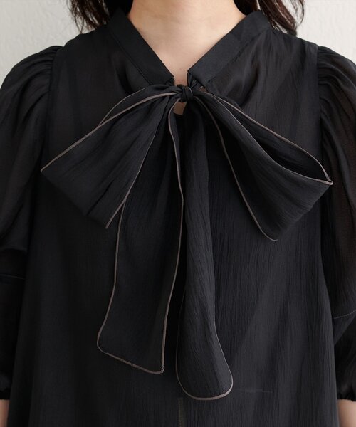 natural couture(ナチュラルクチュール)の「【WEB限定】〈osono〉配色シアーボウタイブラウス(シャツ/ブラウス・レディース・ブラウン/オフホワイト/ブラック/サックスブルー・FREE)」の20枚目の写真