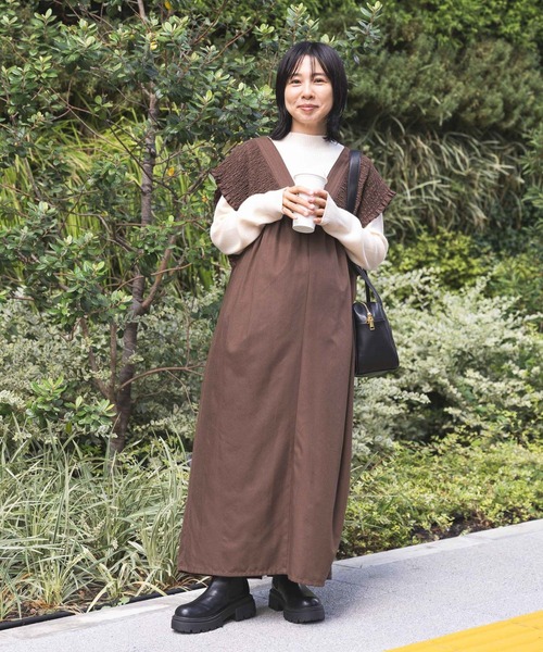 LEPSIM（レプシィム）の「【産前・産後対応】マタニティ／シャーリングワンピースAW　595401（マタニティウェア/グッズ・レディース・ブラウン/ブラック/チェック・FREE）」の14枚目の写真