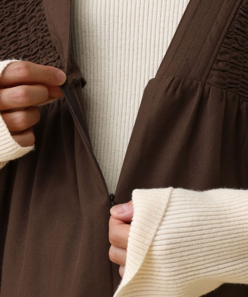 LEPSIM（レプシィム）の「【産前・産後対応】マタニティ／シャーリングワンピースAW　595401（マタニティウェア/グッズ・レディース・ブラウン/ブラック/チェック・FREE）」の21枚目の写真