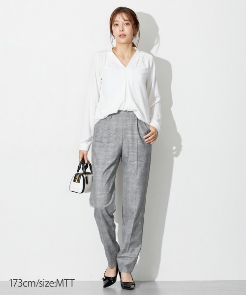 slattgir(スラットジール)の「高身長 ストレッチチェック柄テーパードパンツ(トールサイズ)(カセット対応)(その他パンツ・レディース・グレー・TM/TL/TLL/T3L/T4L/T5L)」の5枚目の写真