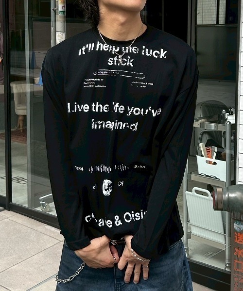 Chikashitsu +】croque lettering long sleeve / 【チカシツプラス