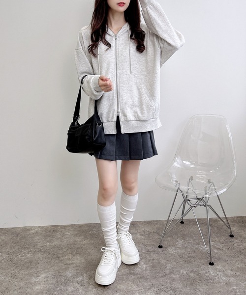 INGNI(イング)の「【WEB限定】レース付ダブルジップスウェットチュニックパーカー(パーカー・レディース・グレー/チャコールグレー/オートミール・M)」の22枚目の写真