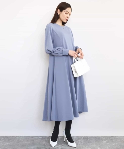 MK MICHEL KLEIN（エムケーミッシェルクラン）の「ツイルジャージーワンピース/洗える（ワンピース・レディース・グレイッシュブルー/ネイビー・38）」の14枚目の写真