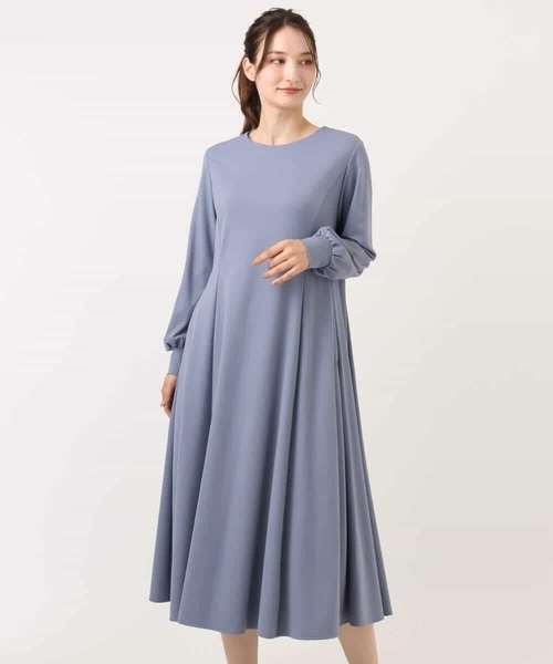 MK MICHEL KLEIN（エムケーミッシェルクラン）の「ツイルジャージーワンピース/洗える（ワンピース・レディース・グレイッシュブルー/ネイビー・38）」の12枚目の写真