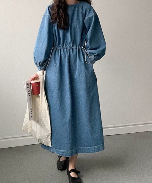 極美品＊POSTELEGANT【定価6.4万】コットンギャザーオープンドレス