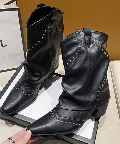 HALEY PESCA（ヘーリーペスカ）の「HALEY PESCA/ミディアムスタッズ付きウエスタンブーツ（ブーツ・レディース・ブラウン/ブラック/カーキ・36/38/40）」の20枚目の写真