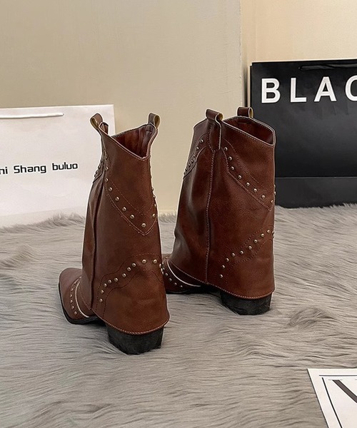 HALEY PESCA（ヘーリーペスカ）の「HALEY PESCA/ミディアムスタッズ付きウエスタンブーツ（ブーツ・レディース・ブラウン/ブラック/カーキ・36/38/40）」の11枚目の写真
