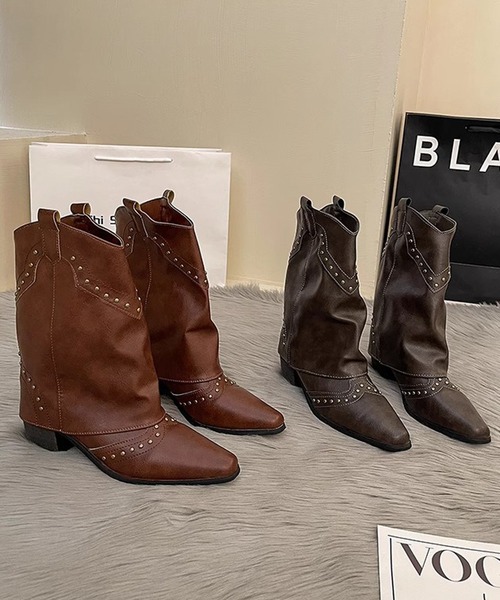 HALEY PESCA（ヘーリーペスカ）の「HALEY PESCA/ミディアムスタッズ付きウエスタンブーツ（ブーツ・レディース・ブラウン/ブラック/カーキ・36/38/40）」の18枚目の写真
