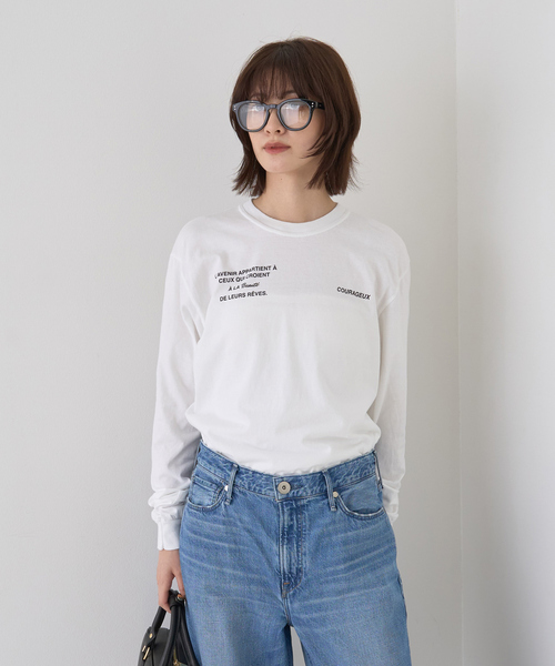 Rouge vif Anna(ルージュヴィフアンナ)の「ガーメントダイロゴロンTシャツ(Tシャツ/カットソー・レディース・ホワイト/チャコールグレー・フリー)」の3枚目の写真