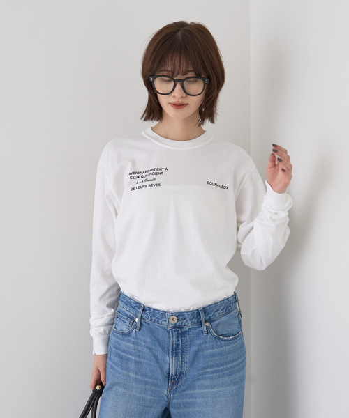 Rouge vif Anna(ルージュヴィフアンナ)の「ガーメントダイロゴロンTシャツ(Tシャツ/カットソー・レディース・ホワイト/チャコールグレー・フリー)」の4枚目の写真