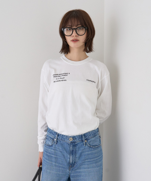 Rouge vif Anna(ルージュヴィフアンナ)の「ガーメントダイロゴロンTシャツ(Tシャツ/カットソー・レディース・ホワイト/チャコールグレー・フリー)」の5枚目の写真