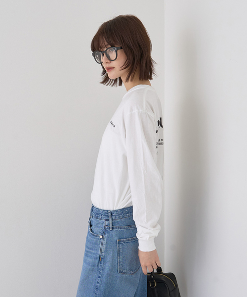 Rouge vif Anna(ルージュヴィフアンナ)の「ガーメントダイロゴロンTシャツ(Tシャツ/カットソー・レディース・ホワイト/チャコールグレー・フリー)」の6枚目の写真