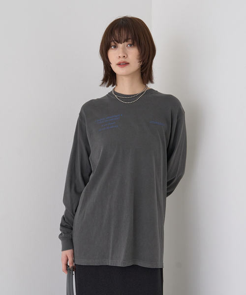 Rouge vif Anna(ルージュヴィフアンナ)の「ガーメントダイロゴロンTシャツ(Tシャツ/カットソー・レディース・ホワイト/チャコールグレー・フリー)」の9枚目の写真