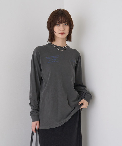 Rouge vif Anna(ルージュヴィフアンナ)の「ガーメントダイロゴロンTシャツ(Tシャツ/カットソー・レディース・ホワイト/チャコールグレー・フリー)」の10枚目の写真