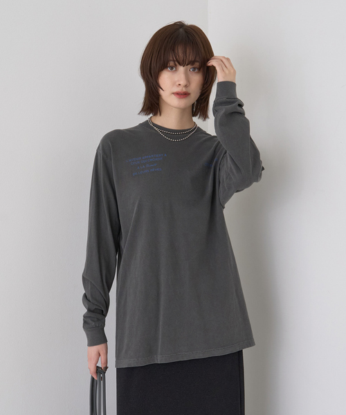 Rouge vif Anna(ルージュヴィフアンナ)の「ガーメントダイロゴロンTシャツ(Tシャツ/カットソー・レディース・ホワイト/チャコールグレー・フリー)」の11枚目の写真