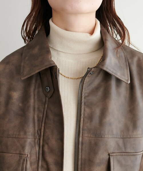 セール】【WEB限定】フェイクレザーショートブルゾン(ブルゾン セール】【WEB限定】フェイクレザーショートブルゾン(ブルゾン