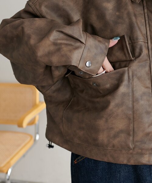 セール】【WEB限定】フェイクレザーショートブルゾン（ブルゾン