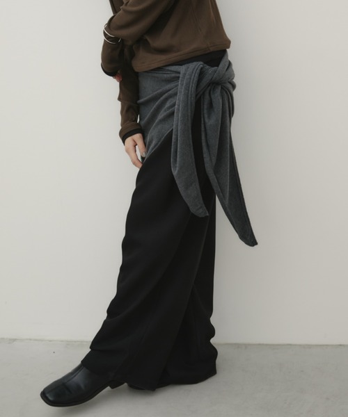 Aunt Marie's（アントマリーズ）の「トライアングルニットスカーフ（ストール/ショール・レディース・ブラック/チャコールグレー・FREE）」の11枚目の写真