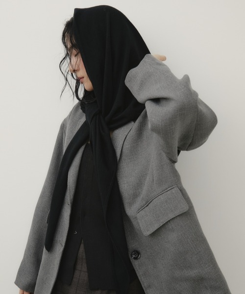 Aunt Marie's（アントマリーズ）の「トライアングルニットスカーフ（ストール/ショール・レディース・ブラック/チャコールグレー・FREE）」の20枚目の写真