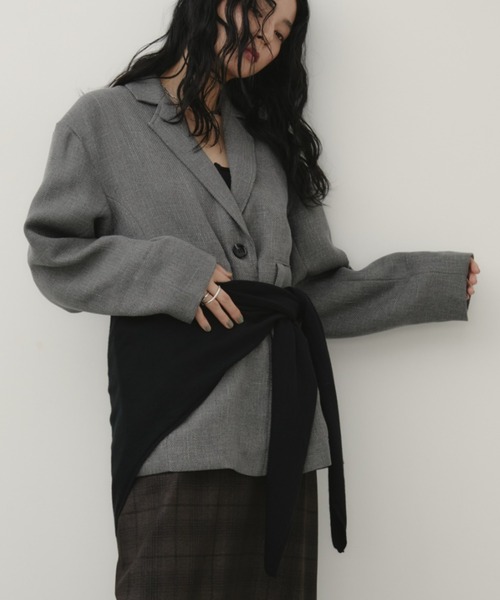 Aunt Marie's（アントマリーズ）の「トライアングルニットスカーフ（ストール/ショール・レディース・ブラック/チャコールグレー・FREE）」の18枚目の写真