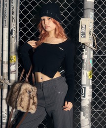 ACLENT | サイドベルトリブニットトップス(ニット/セーター)