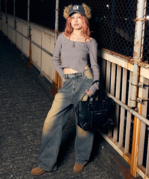 ACLENT（アクレント）の「サイドベルトリブニットトップス（ニット/セーター・レディース・グレー/ブラック/ホワイト・FREE）」の8枚目の写真