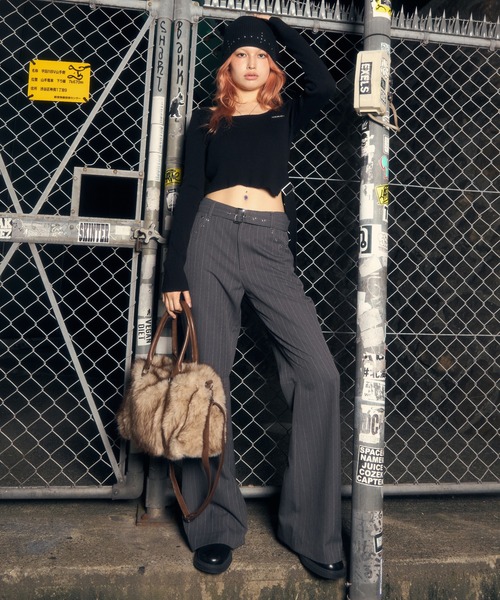 ACLENT（アクレント）の「サイドベルトリブニットトップス（ニット/セーター・レディース・グレー/ブラック/ホワイト・FREE）」の14枚目の写真