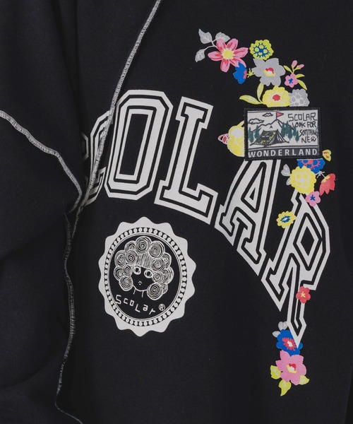 ScoLar(スカラー)の「153662:リメイク風メロウステッチプルオーバー(Tシャツ/カットソー・レディース・ブラック/杢グレー/オートミール・M)」の6枚目の写真