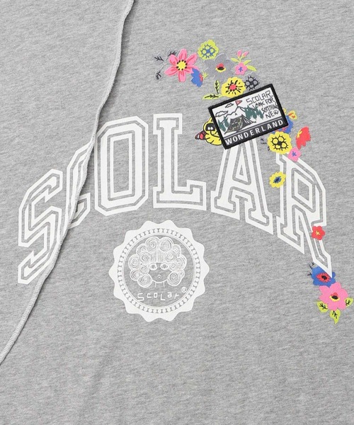 ScoLar(スカラー)の「153662:リメイク風メロウステッチプルオーバー(Tシャツ/カットソー・レディース・ブラック/杢グレー/オートミール・M)」の12枚目の写真