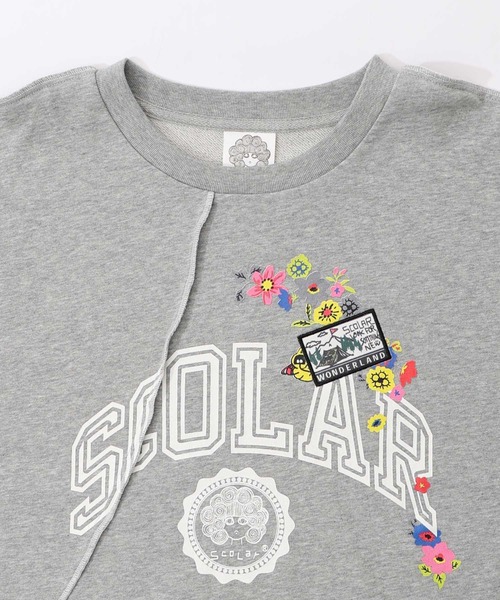 ScoLar(スカラー)の「153662:リメイク風メロウステッチプルオーバー(Tシャツ/カットソー・レディース・ブラック/杢グレー/オートミール・M)」の15枚目の写真