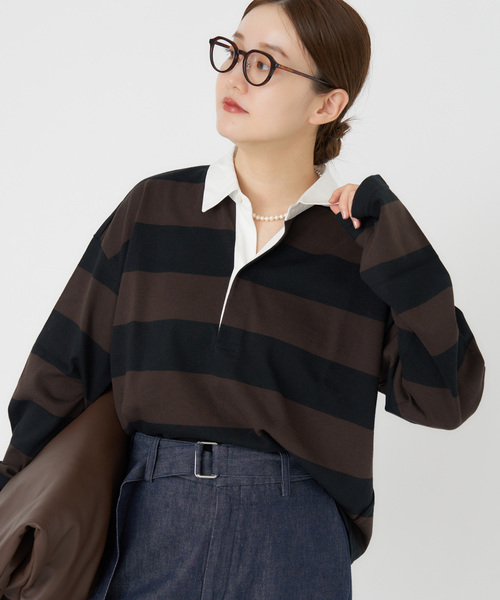 IENA（イエナ）の「ラガーショートプルオーバー（Tシャツ/カットソー・レディース・ブラウン/ブラック・FREE）」の2枚目の写真