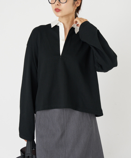 IENA（イエナ）の「ラガーショートプルオーバー（Tシャツ/カットソー・レディース・ブラウン/ブラック・FREE）」の6枚目の写真