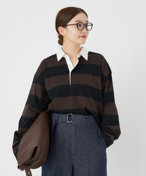 IENA（イエナ）の「ラガーショートプルオーバー（Tシャツ/カットソー・レディース・ブラウン/ブラック・FREE）」の4枚目の写真