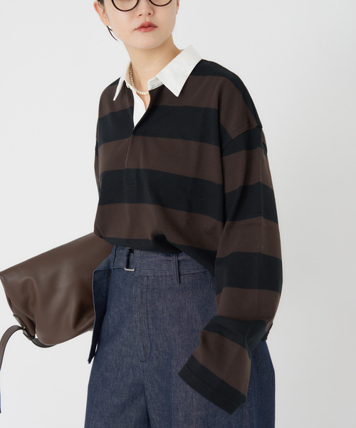 IENA（イエナ）の「ラガーショートプルオーバー（Tシャツ/カットソー・レディース・ブラウン/ブラック・FREE）」の7枚目の写真