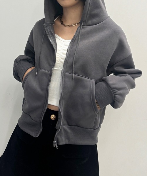 SEN TOKYO(セントーキョー)の「ボリュームクロップドジップアップパーカー(パーカー・レディース・ネイビー/ダークグレー/ライトグレー/ブラック・MEDIUM)」の20枚目の写真