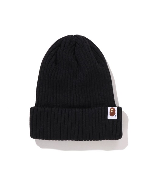 A BATHING APE(アベイシングエイプ)の「APE HEAD ONE POINT KNIT CAP(ニットキャップ/ビーニー・キッズ・ブラック/ベージュ・FREE)」の3枚目の写真