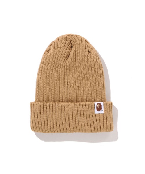 A BATHING APE(アベイシングエイプ)の「APE HEAD ONE POINT KNIT CAP(ニットキャップ/ビーニー・キッズ・ブラック/ベージュ・FREE)」の4枚目の写真
