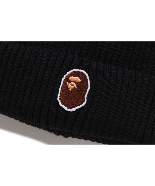A BATHING APE(アベイシングエイプ)の「APE HEAD ONE POINT KNIT CAP(ニットキャップ/ビーニー・キッズ・ブラック/ベージュ・FREE)」の5枚目の写真