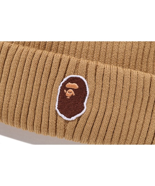 A BATHING APE(アベイシングエイプ)の「APE HEAD ONE POINT KNIT CAP(ニットキャップ/ビーニー・キッズ・ブラック/ベージュ・FREE)」の6枚目の写真