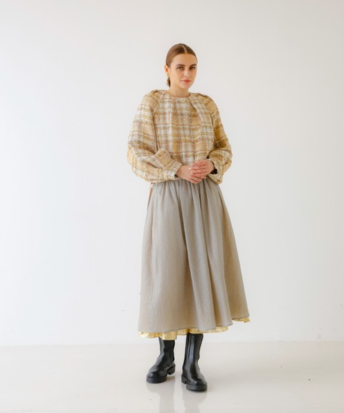 DESIGNWORKS（デザインワークス）の「BEAUVET ツイードブルゾン（ブルゾン・レディース・ゴールド・1）」の7枚目の写真