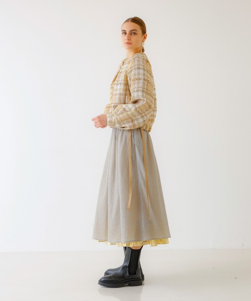 DESIGNWORKS（デザインワークス）の「BEAUVET ツイードブルゾン（ブルゾン・レディース・ゴールド・1）」の6枚目の写真