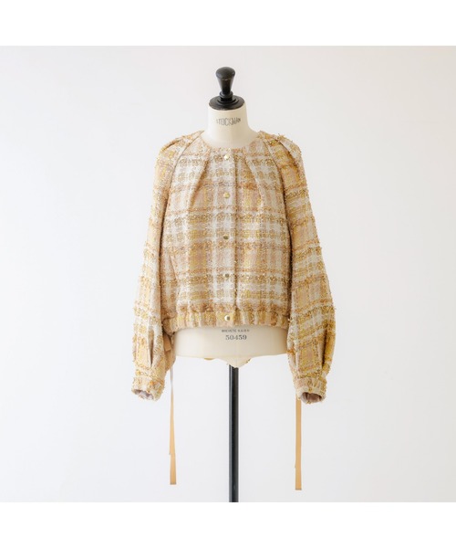 DESIGNWORKS（デザインワークス）の「BEAUVET ツイードブルゾン（ブルゾン・レディース・ゴールド・1）」の3枚目の写真