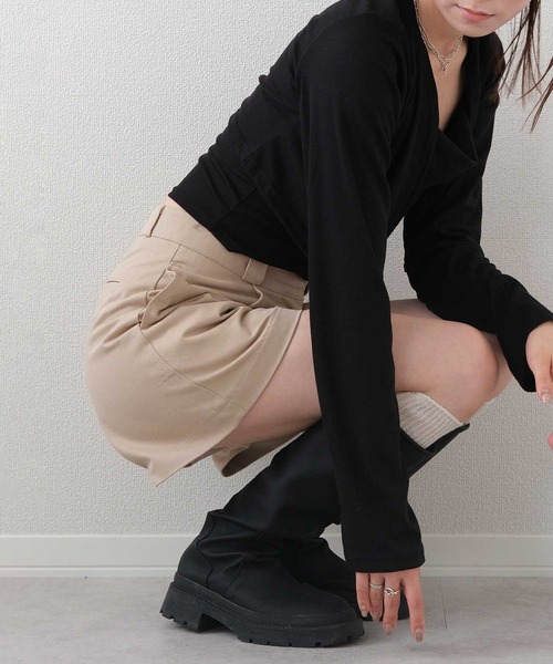 Reurie'(レウリィ)の「ツイルショートパンツ / シンプル カジュアル ベーシック 韓国(その他パンツ・レディース・ベージュ/チャコールグレー・MEDIUM/SMALL)」の2枚目の写真