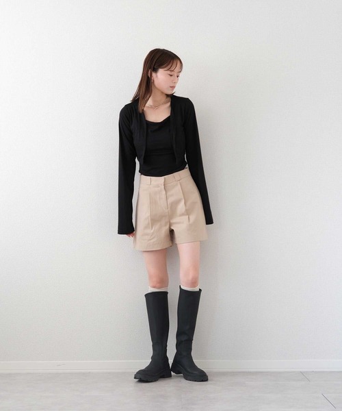 Reurie'(レウリィ)の「ツイルショートパンツ / シンプル カジュアル ベーシック 韓国(その他パンツ・レディース・ベージュ/チャコールグレー・MEDIUM/SMALL)」の4枚目の写真