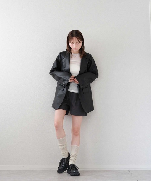 Reurie'(レウリィ)の「ツイルショートパンツ / シンプル カジュアル ベーシック 韓国(その他パンツ・レディース・ベージュ/チャコールグレー・MEDIUM/SMALL)」の6枚目の写真