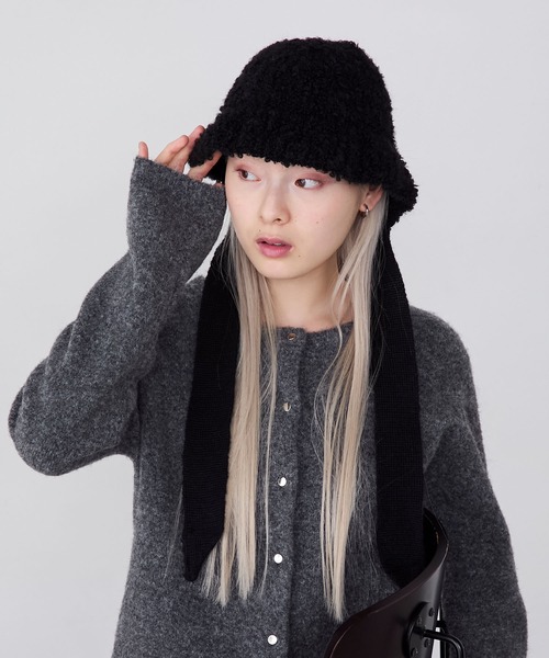 セール】【forksy.】【Benelli Montacone】ブークレニットリボンハット