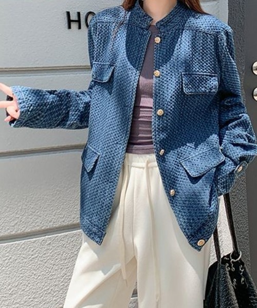 emi+（エミプラス）の「デニムジャガードジャケット（デニムジャケット・レディース・ブルー・M/L）」の6枚目の写真